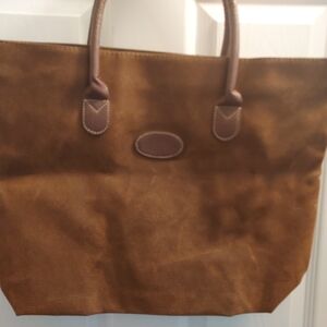 Vintage G.H. Bass & Co. suede tote bag with dark brown leather handles